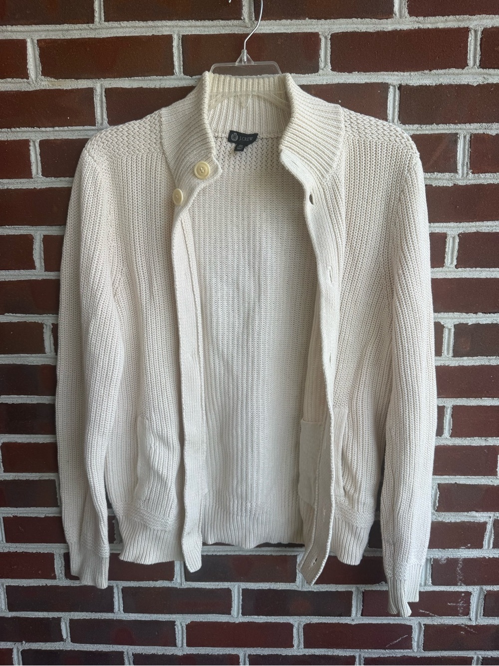 J. Crew Chunky Linen- Cotton Blend Button Cardigan Sweater - Cream/ Ivory Small